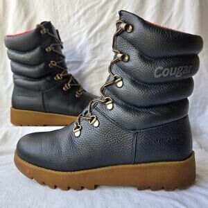 Cougar Pillow 39068 Women's Leather Waterproof Winter Snow Boots Black Size 9